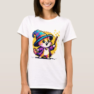 Magical Cat Wizard: 8-Bit Spellcaster T-Shirt