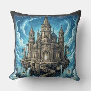 Magical Celestial Floating Castle In The Clouds Throw Pillow