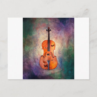 Magical cello with butterflies postcard