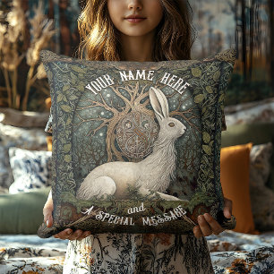 Magical Celtic Hare Moonlit Bohemian Hare Throw Pillow