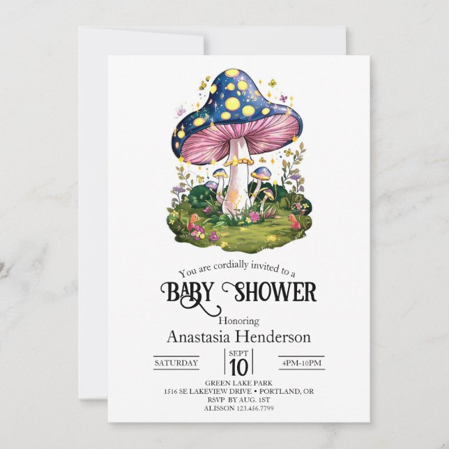 Magical Charming Mushroom Baby Shower Invitation (Front)