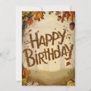 Magical Charming Season Autumn Fall Happy Birthday Card