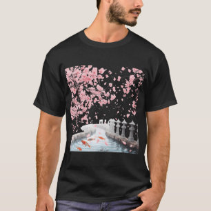 Magical Cherry Blossom Scene with Winding River & T-Shirt