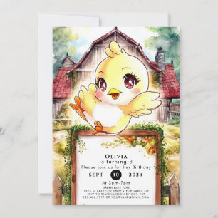 Magical Chick Chicken Birthday Invitation