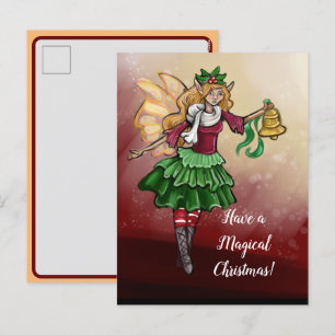 Magical Christmas Bell Fairy Holiday Postcard