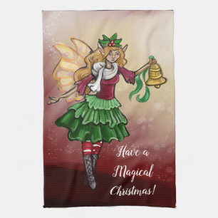 Magical Christmas Bell Fairy Kitchen Towel