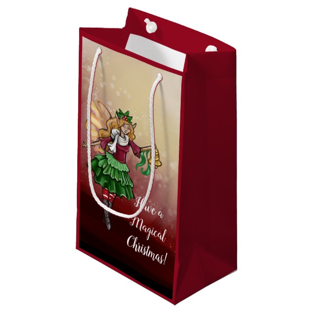 Magical Christmas Bell Fairy Small Gift Bag (Front Angled)