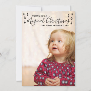 Magical Christmas Black Calligraphy Photo Holiday Card