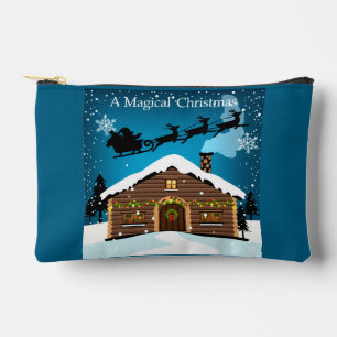Magical Christmas Eve Santa's Sleigh & Cozy Log Accessory Pouch