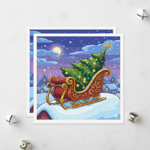Magical Christmas Eve Sleigh Ride with Festive  Holiday Card