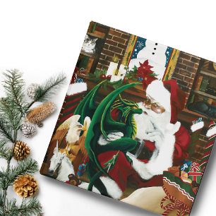 Magical Christmas Fantasy Santa Dragon Yule Cozy Binder