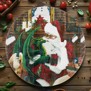 Magical Christmas Fantasy Santa Dragon Yule Cozy Cutting Board