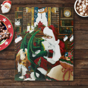 Magical Christmas Fantasy Santa Dragon Yule Cozy Jigsaw Puzzle