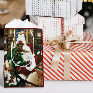 Magical Christmas Fantasy Santa Dragon Yule Cozy Small Gift Bag