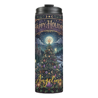 Magical Christmas Happy Holidays Custom Name Thermal Tumbler