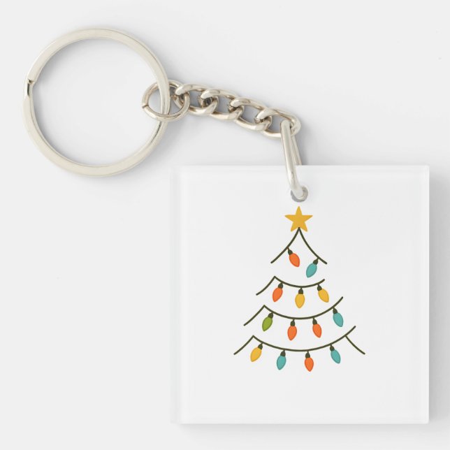 Magical Christmas Light Tree Glow Keychain (Front)