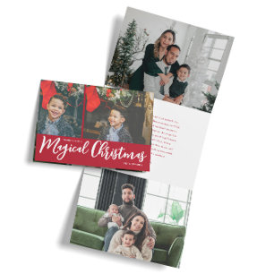 Magical Christmas Photo Collage Tri-Fold Holiday Card