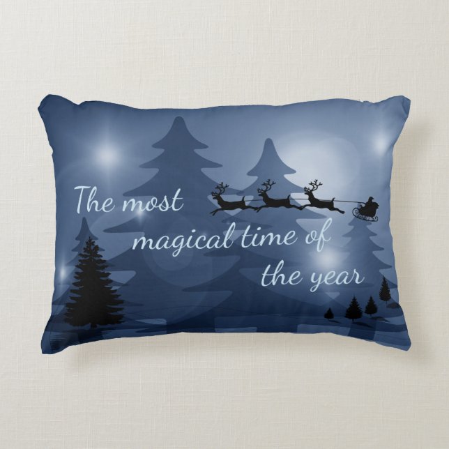 Magical Christmas Scene Decorative Accent Pillow (Front)