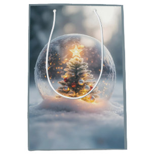 Magical Christmas Snow Globe with Glowing Tree Medium Gift Bag