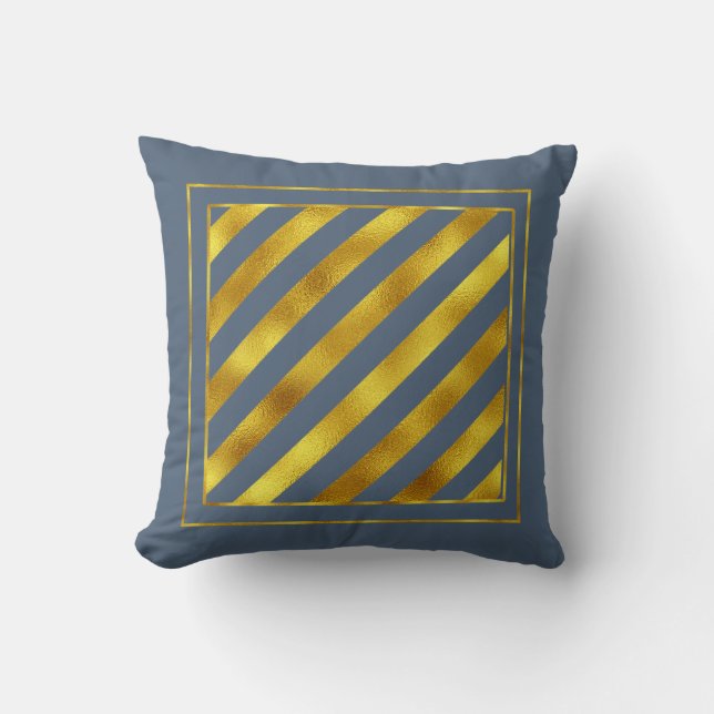 Magical Christmas Stripes Gold ID441 Throw Pillow (Front)