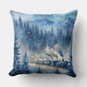 Magical Christmas Train Pillow – Vintage Winter