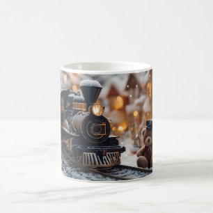 Magical Christmas Train Scene with Teddy Bear  Coffee Mug