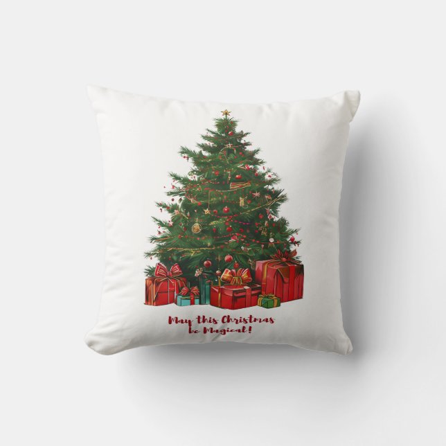 Magical Christmas Tree Decorative Pillow (Front)