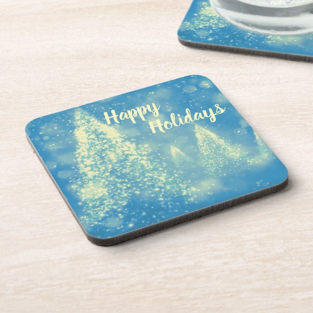 Magical Christmas Trees Happy Holidays Coaster (Left Side)