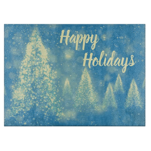 Magical Christmas Trees Happy Holidays Cutting Board (Front)