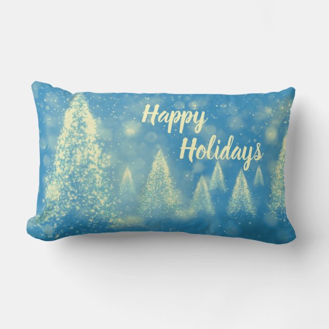 Magical Christmas Trees Happy Holidays Lumbar Pillow (Front)