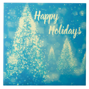 Magical Christmas Trees Happy Holidays Tile