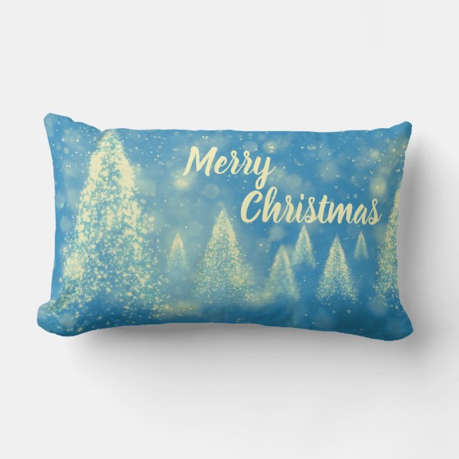 Magical Christmas Trees Merry Christmas Lumbar Pillow (Front)