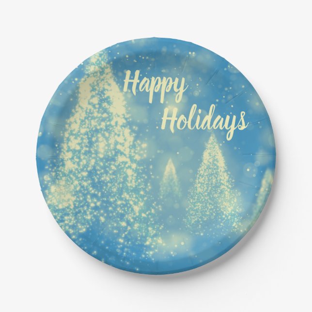 Magical Christmas Trees Paper Plate (Front)