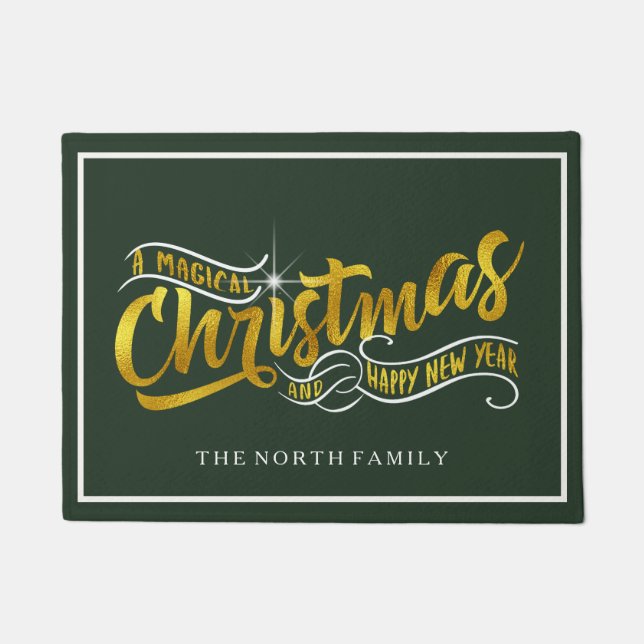 Magical Christmas Typography Gold ID441 Doormat (Front)