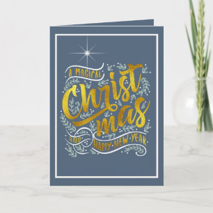 Magical Christmas Typography Photo Gold ID441 Holiday Card