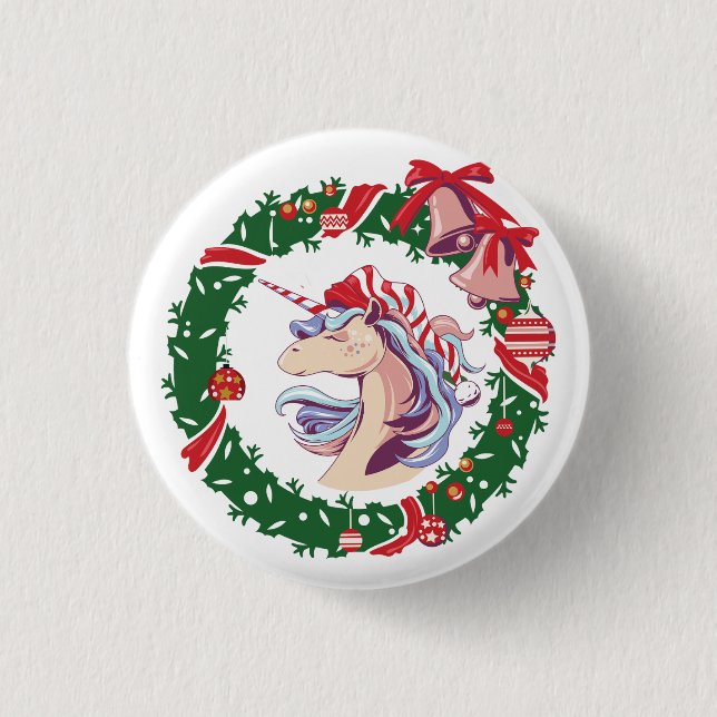 Magical Christmas Unicorn      1 Inch Round Button (Front)