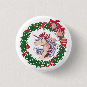 Magical Christmas Unicorn      1 Inch Round Button