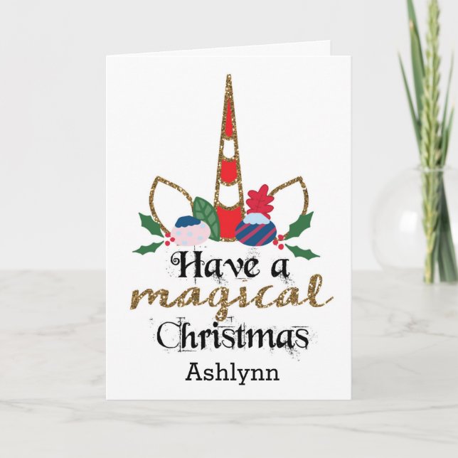 Magical Christmas Unicorn Card (Front)