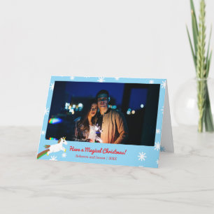 Magical Christmas Unicorn Photo Frame Holiday Card