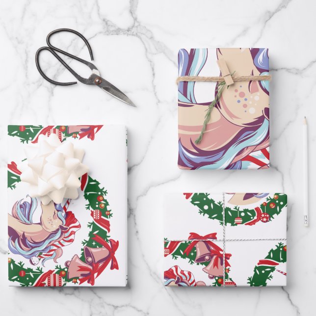 Magical Christmas Unicorn       Wrapping Paper Sheet (Front)