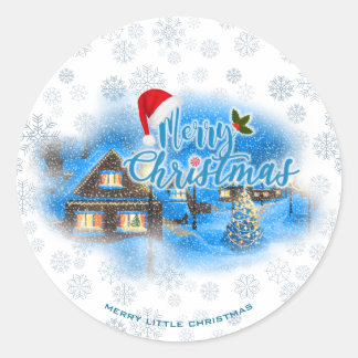 Magical Christmas Village Classic Round Sticker