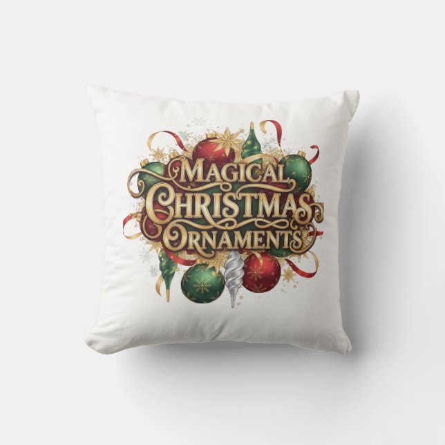 Magical Christmas Wreath & Candles Personalized  Throw Pillow (Front)
