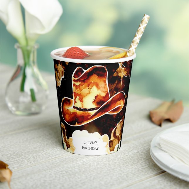 Magical Colourful Cowboy Birthday Paper Cups (Insitu)