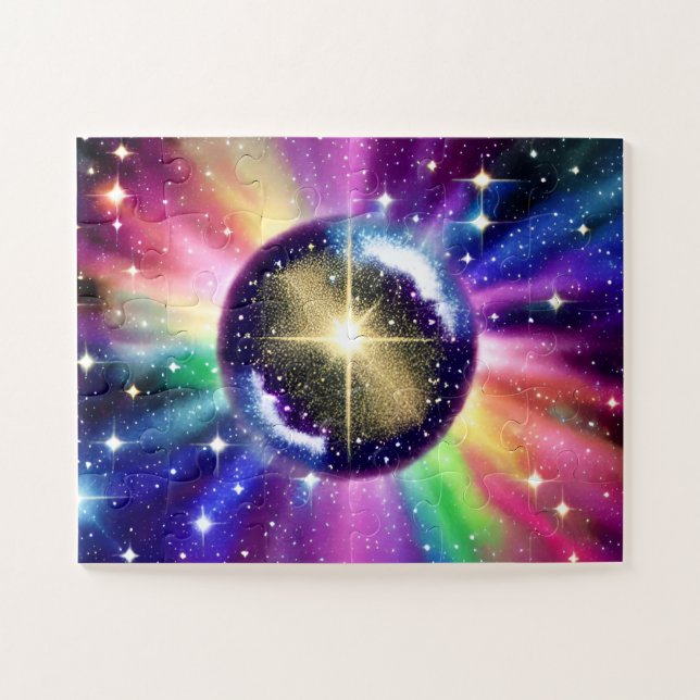 Magical Colourful Disco Ball in Space Jigsaw Puzzle (Horizontal)