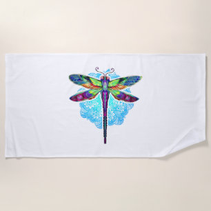 Magical Colourful Dragonfly Mandala    Beach Towel