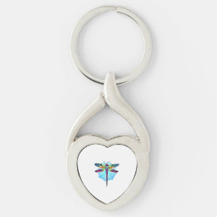 Magical Colourful Dragonfly Mandala Keychain
