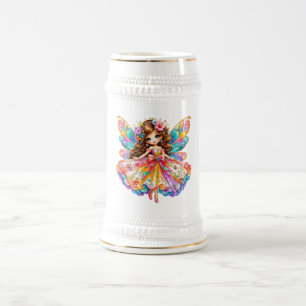 Magical Colourful Fairy Digital Clipart - Cute Fan Beer Stein