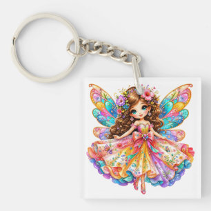 Magical Colourful Fairy Digital Clipart - Cute Fan Keychain