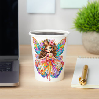 Magical Colourful Fairy Digital Clipart - Cute Fan Paper Cups