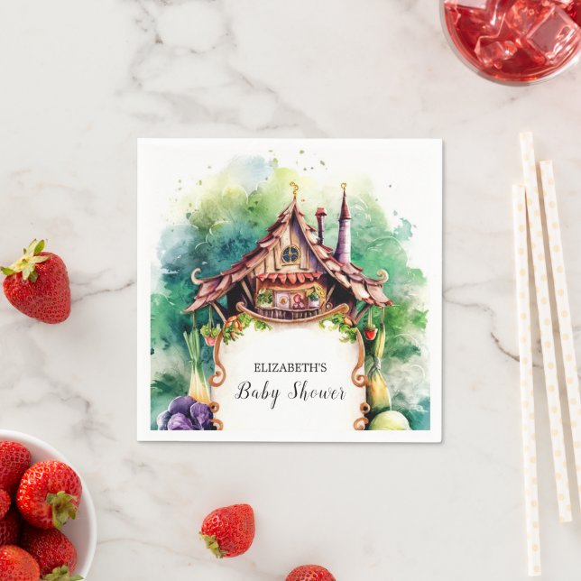 Magical Colourful Farmer's Market Baby Shower Napkin (Insitu)